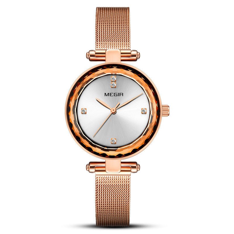 Stylish Cut - mirror Imported Movement Quartz Womens Watch With A Steel Band And Diamond Accents - LADYLINE X