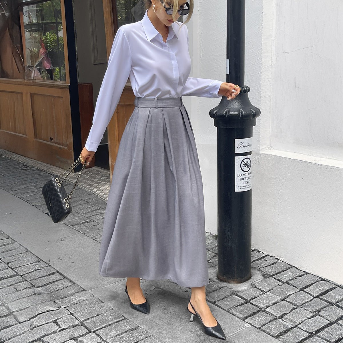 Stylish Solid - Color Commuter Long Skirt For Women - LADYLINE X