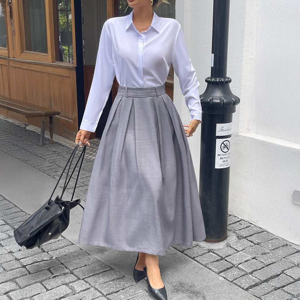 Stylish Solid - Color Commuter Long Skirt For Women - LADYLINE X