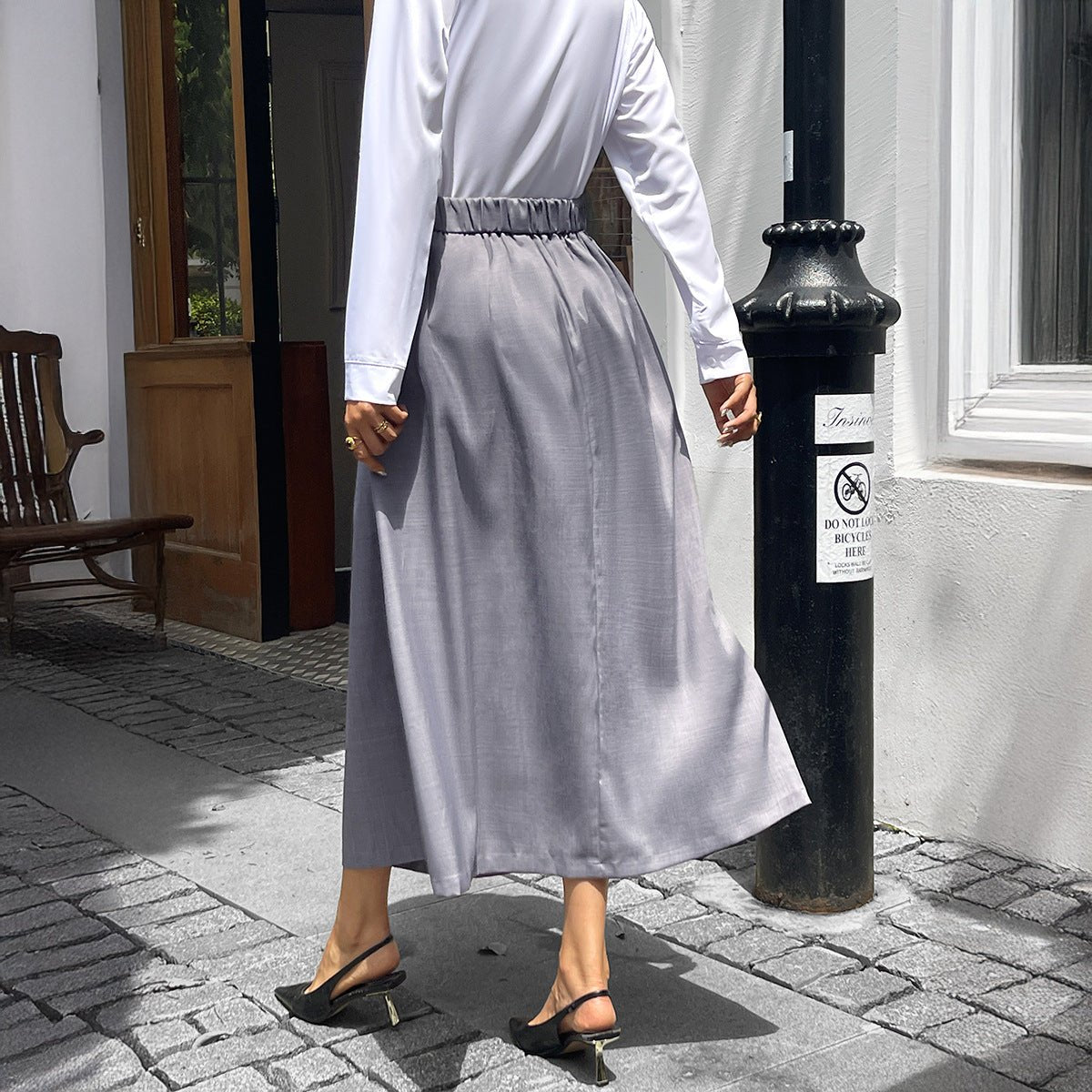 Stylish Solid - Color Commuter Long Skirt For Women - LADYLINE X