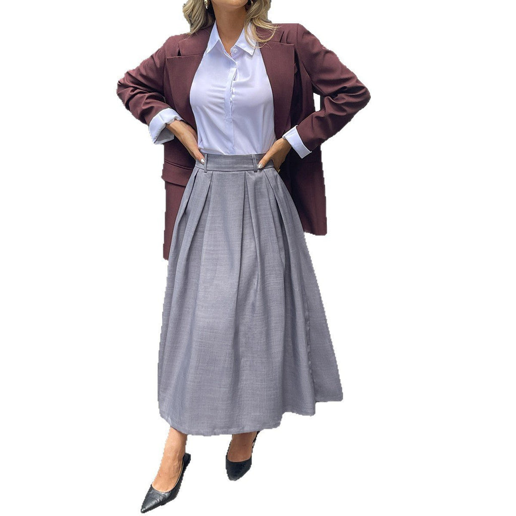 Stylish Solid - Color Commuter Long Skirt For Women - LADYLINE X