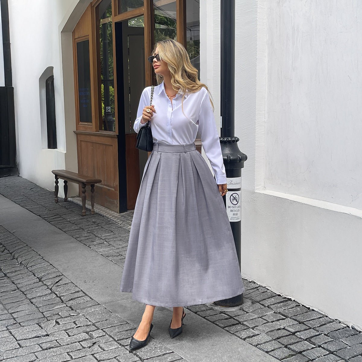 Stylish Solid - Color Commuter Long Skirt For Women - LADYLINE X