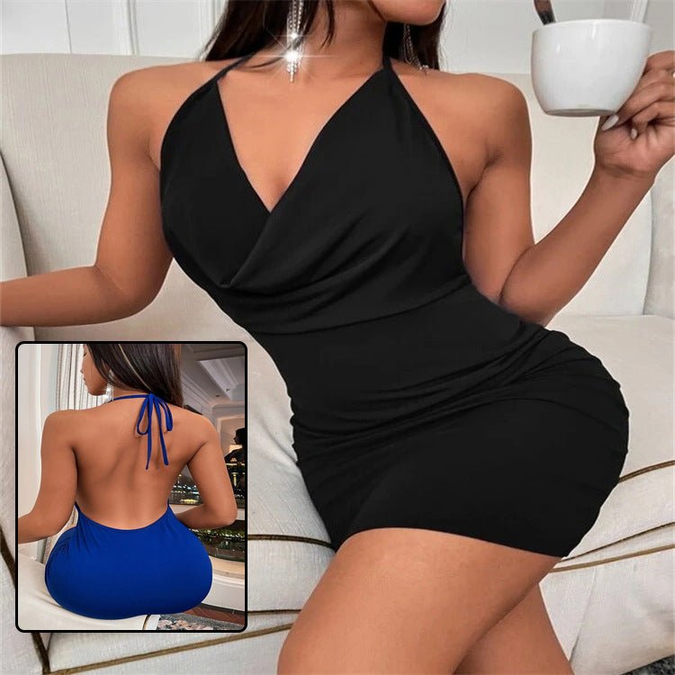 Summer Deep V - neck Dress Temperament Sling Backless Halter Dresses Women's Clothing - LADYLINE X