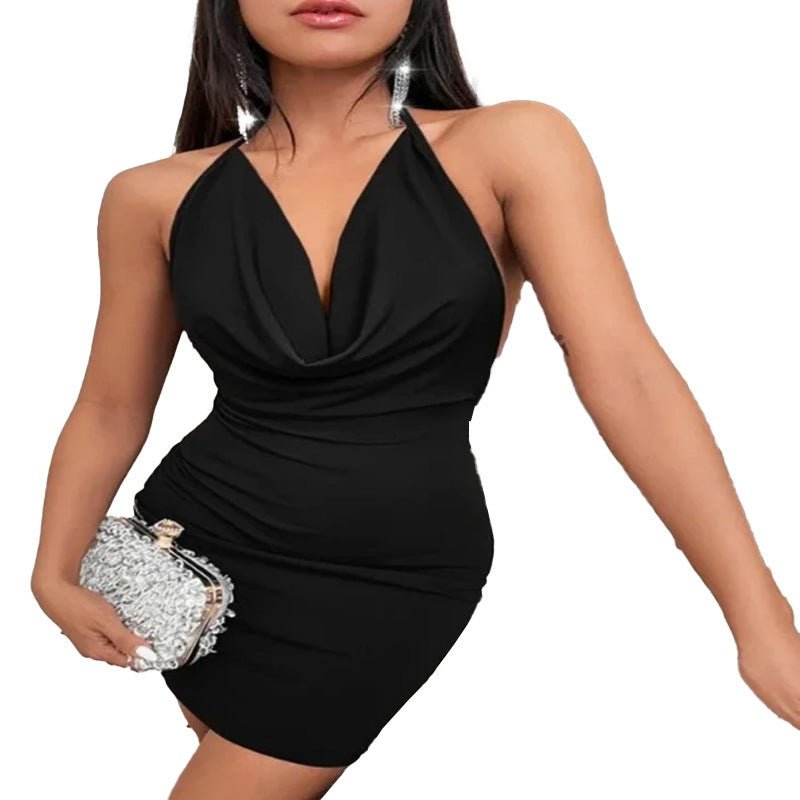 Summer Deep V - neck Dress Temperament Sling Backless Halter Dresses Women's Clothing - LADYLINE X