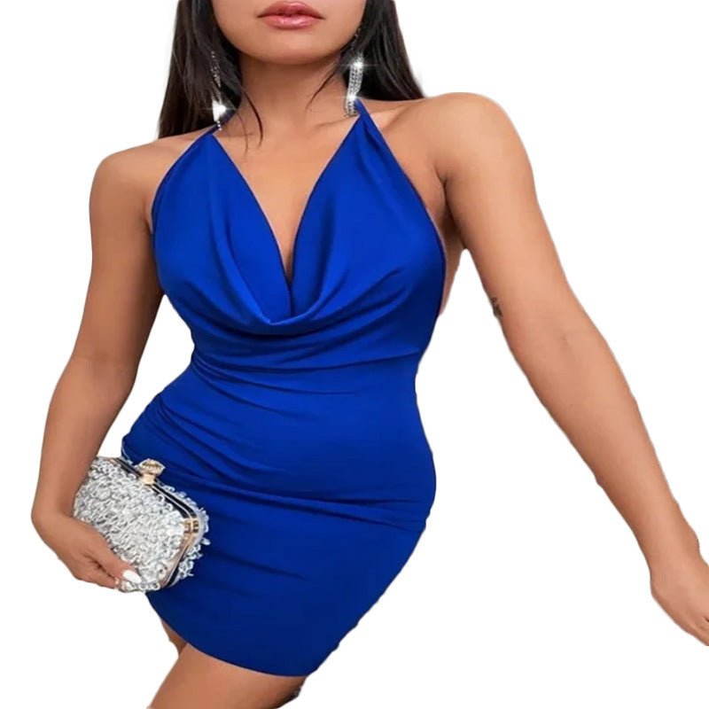 Summer Deep V - neck Dress Temperament Sling Backless Halter Dresses Women's Clothing - LADYLINE X