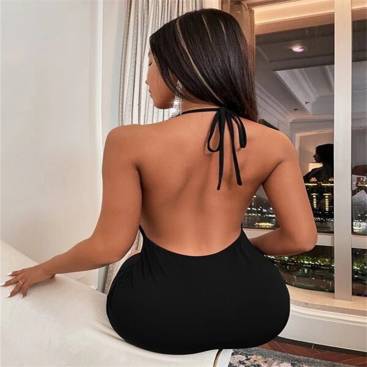 Summer Deep V - neck Dress Temperament Sling Backless Halter Dresses Women's Clothing - LADYLINE X