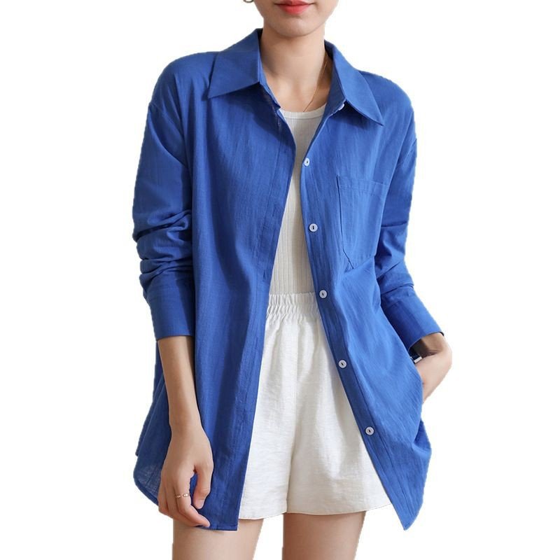 Sunscreen Cardigan Summer Thin Loose French - style Cotton - Linen White Shirt - LADYLINE X