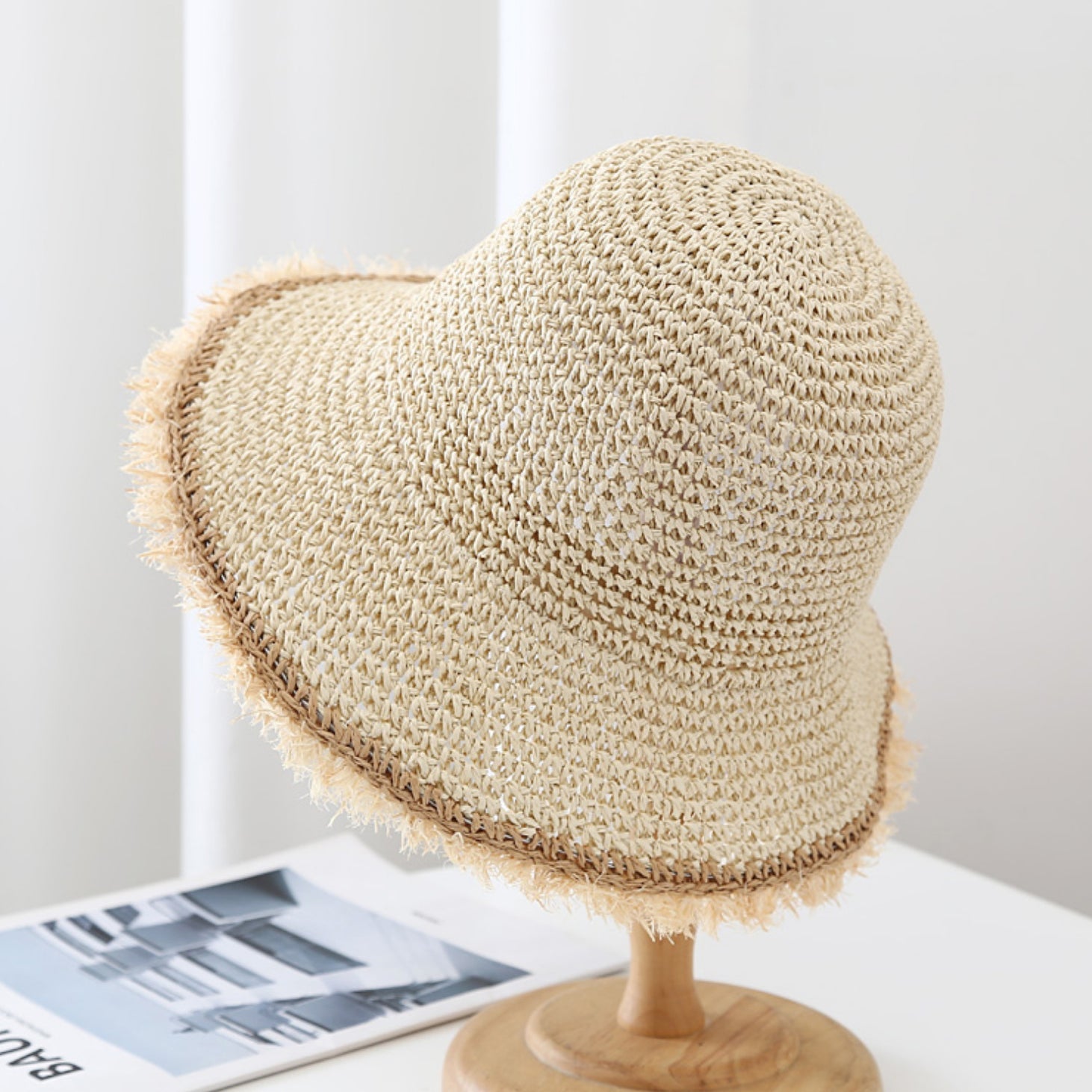 The Korean Version Of The Wide - brimmed, Fringed, Woven Straw Hat, Sun Hat, Round - top Fisherman's Hat, Beach Vacation Hat, And Sandcastle Hat Is Suitable For Vacations. - LADYLINE X