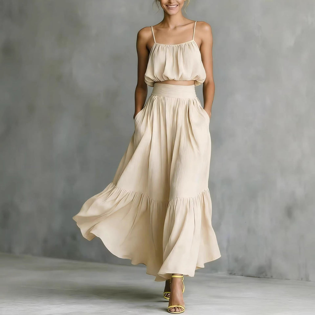 Two - piece High - waist Flared Skirt Set - LADYLINE X