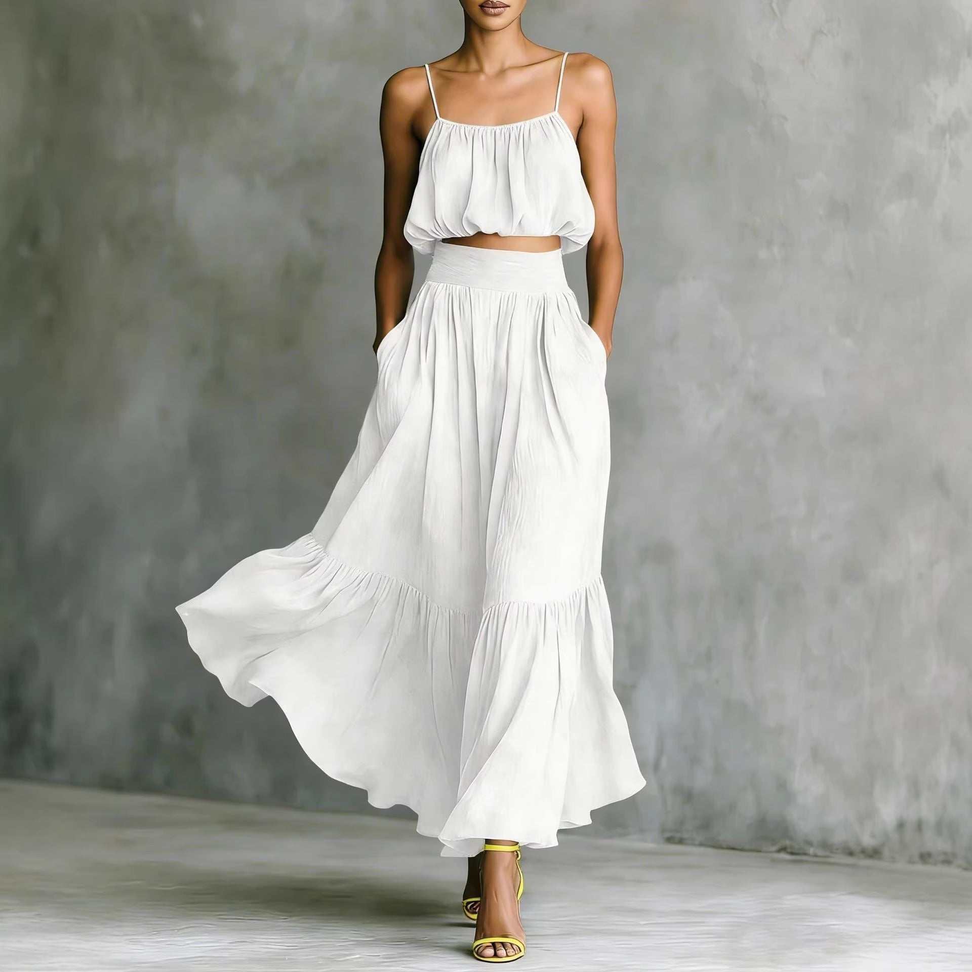 Two - piece High - waist Flared Skirt Set - LADYLINE X