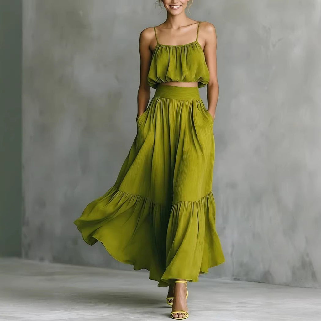 Two - piece High - waist Flared Skirt Set - LADYLINE X