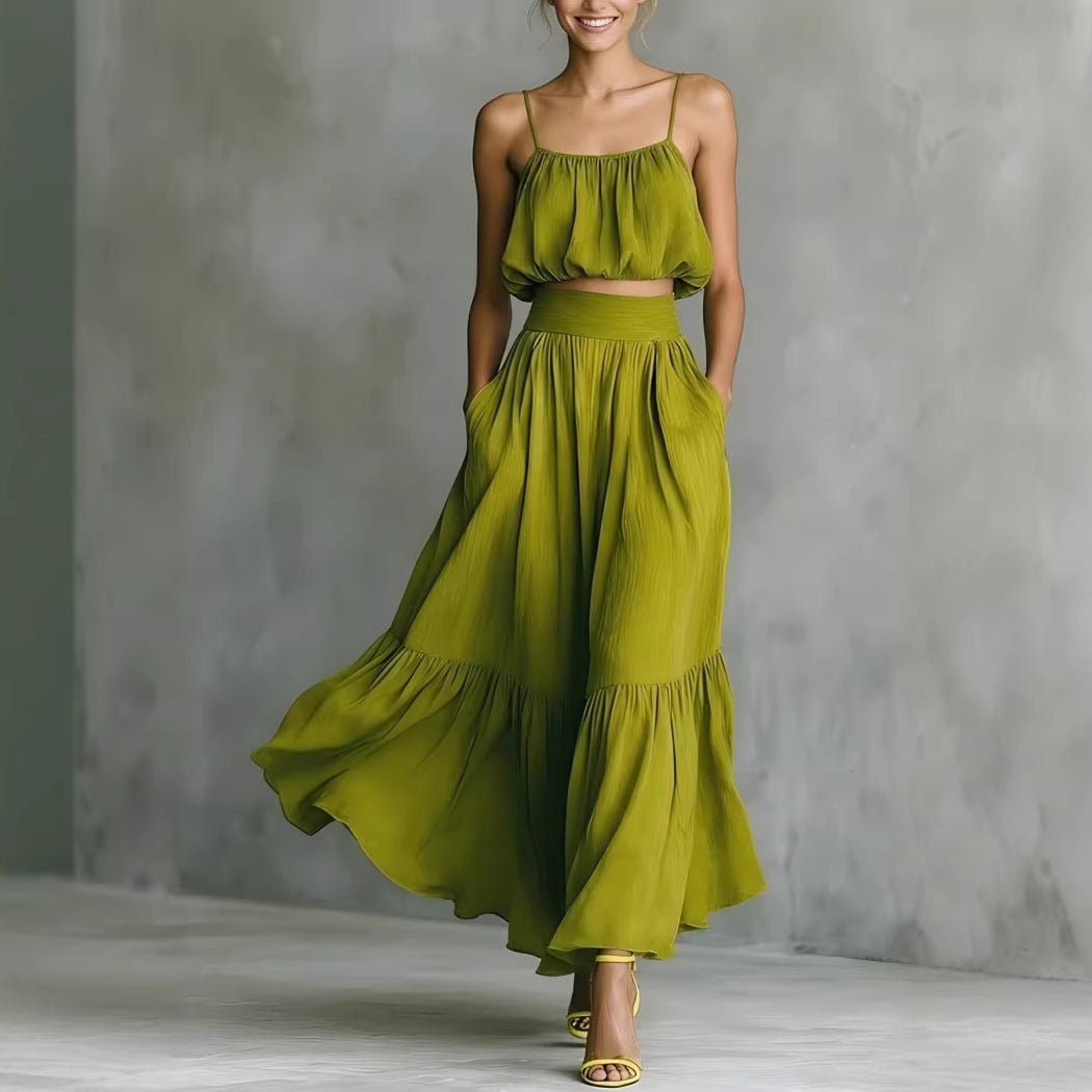 Two - piece High - waist Flared Skirt Set - LADYLINE X