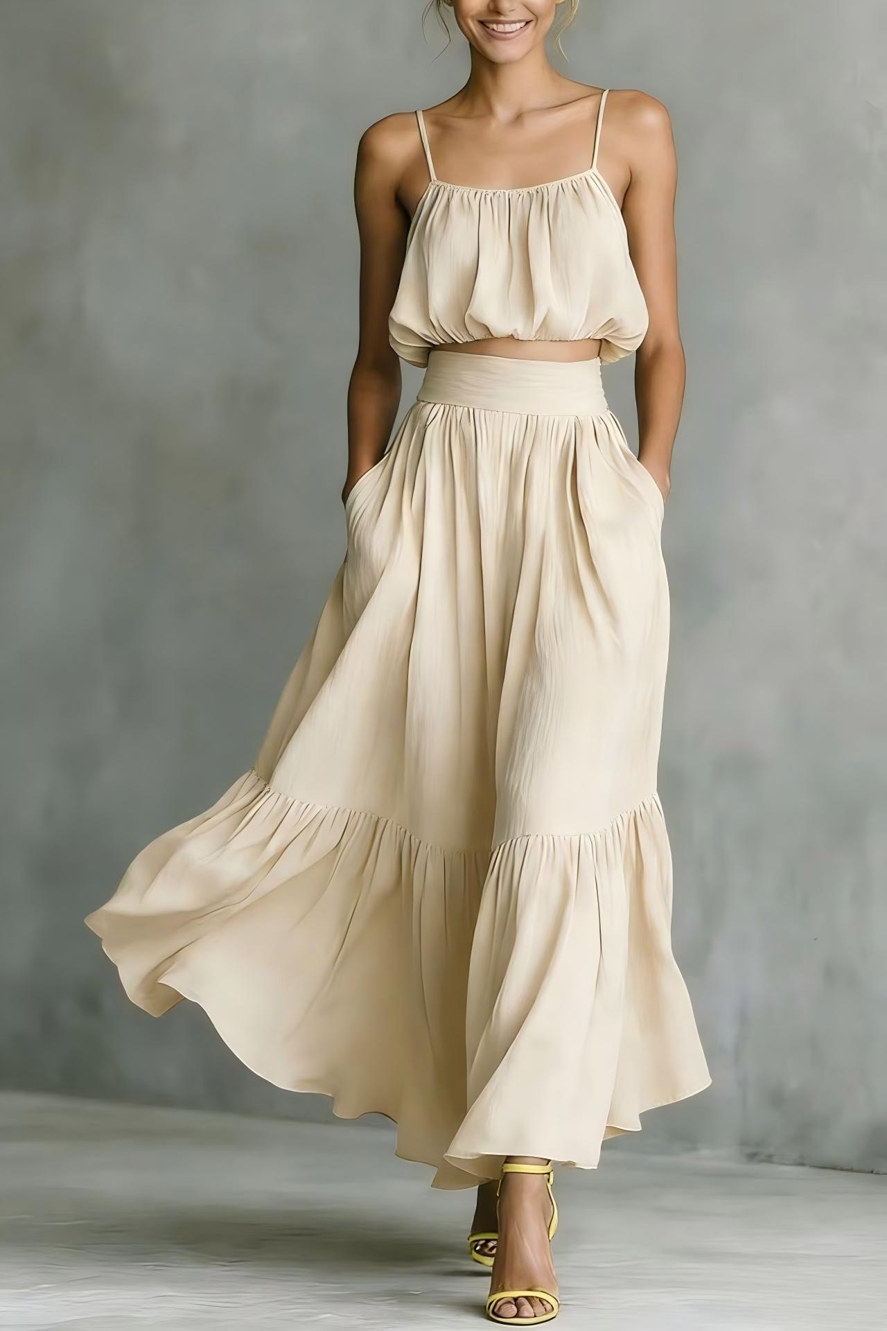 Two - piece High - waist Flared Skirt Set - LADYLINE X