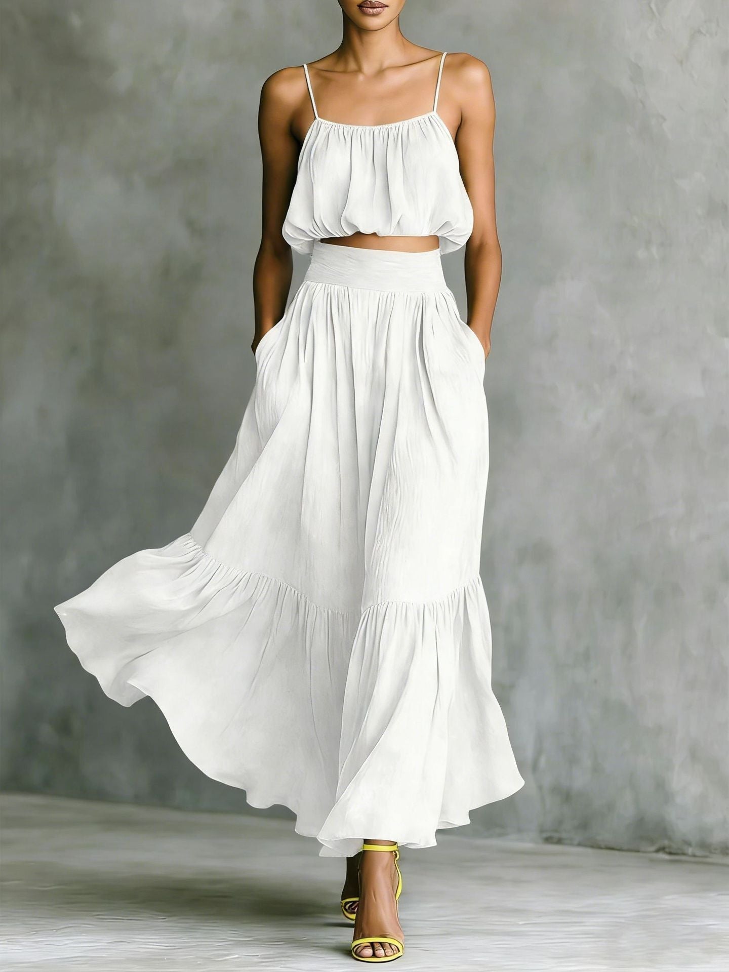 Two - piece High - waist Flared Skirt Set - LADYLINE X