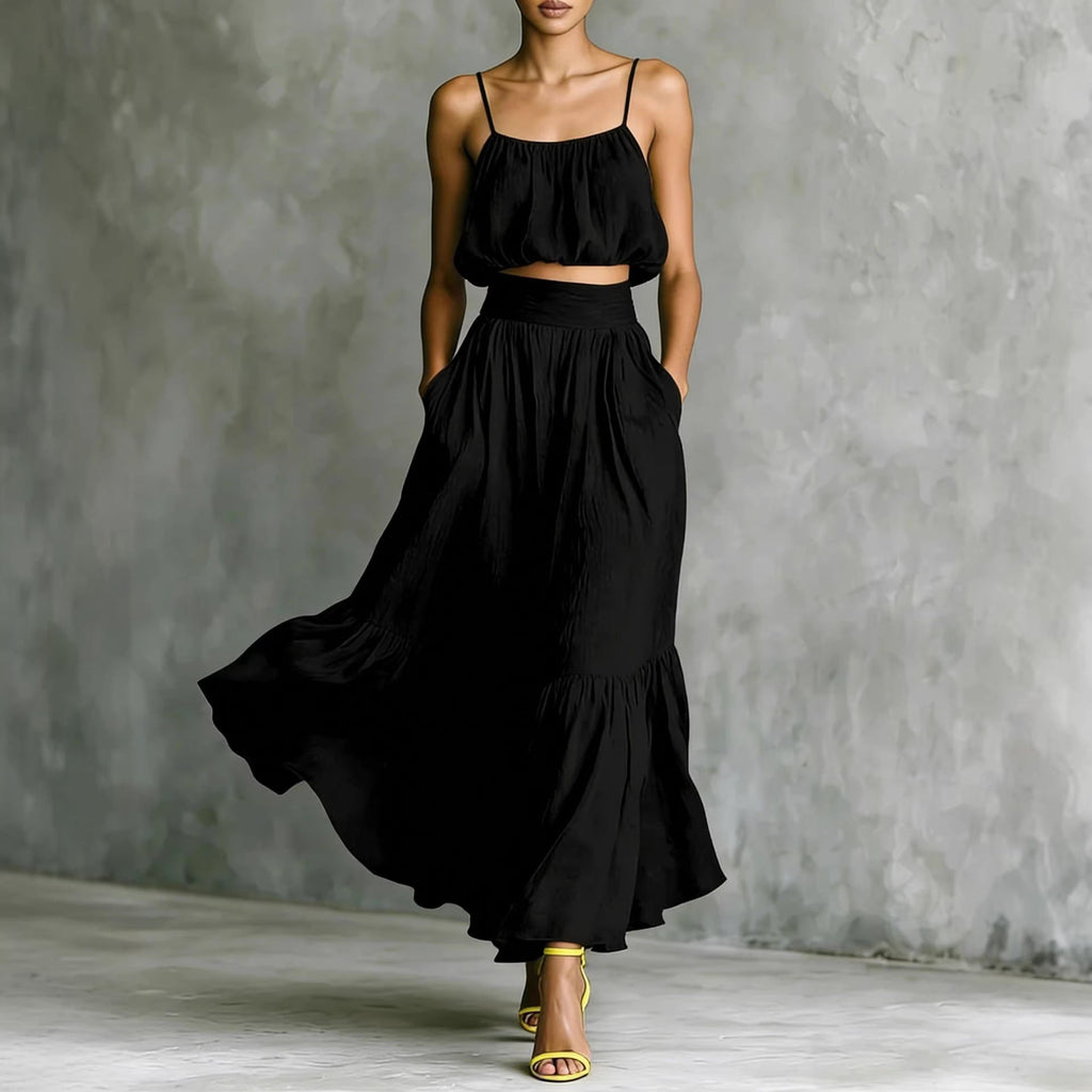 Two - piece High - waist Flared Skirt Set - LADYLINE X