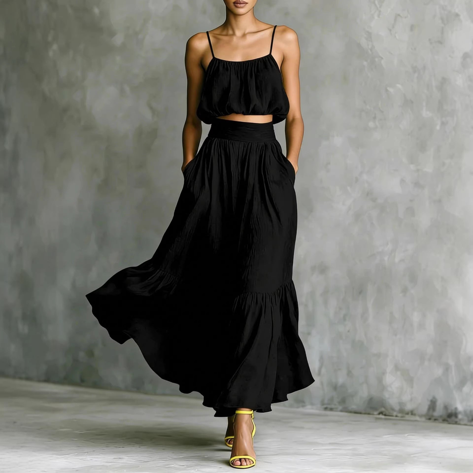 Two - piece High - waist Flared Skirt Set - LADYLINE X