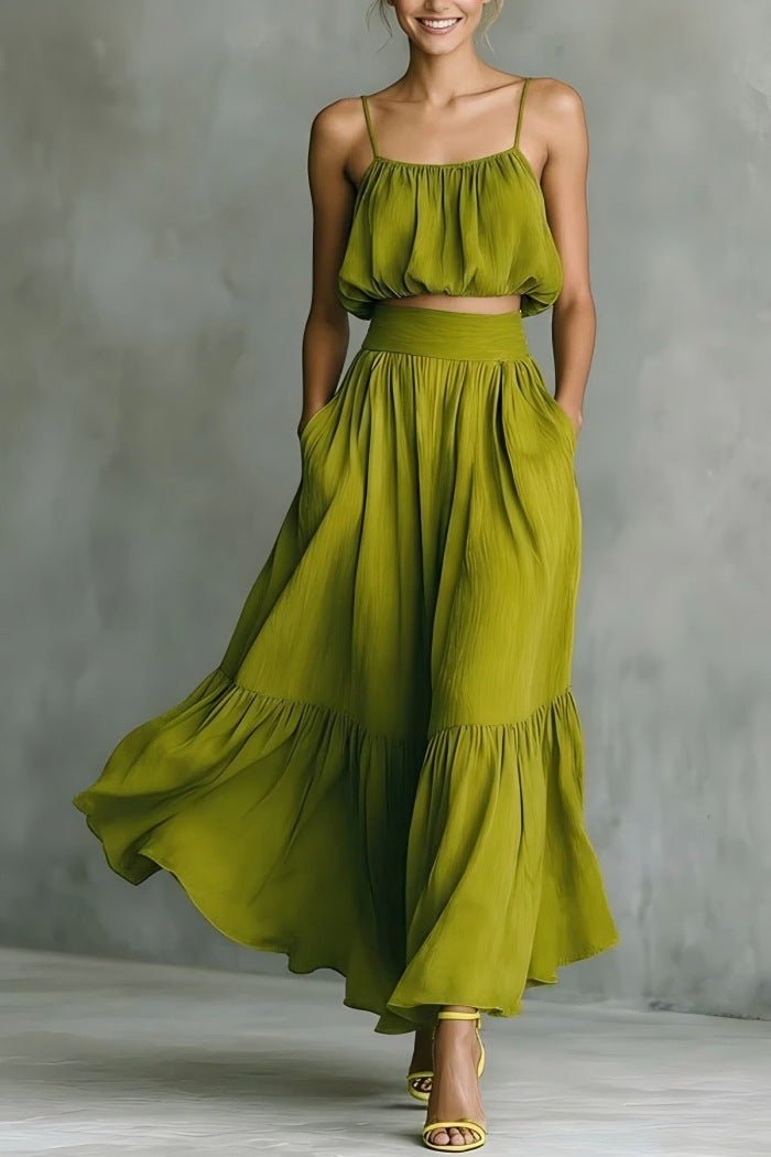 Two - piece High - waist Flared Skirt Set - LADYLINE X
