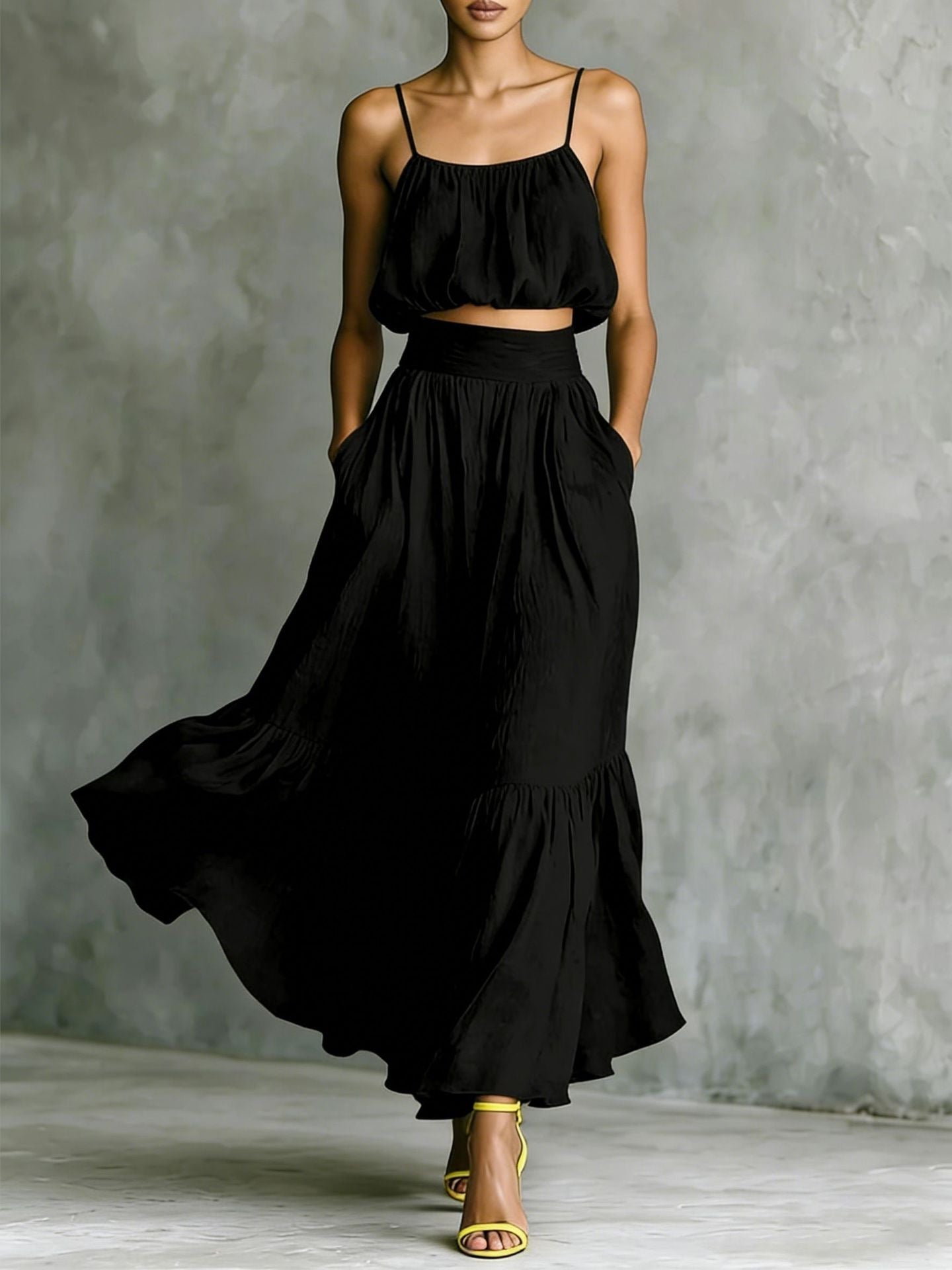 Two - piece High - waist Flared Skirt Set - LADYLINE X