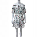 V - neck Lace - up Floral Print Dress Womens Clothing - LADYLINE X