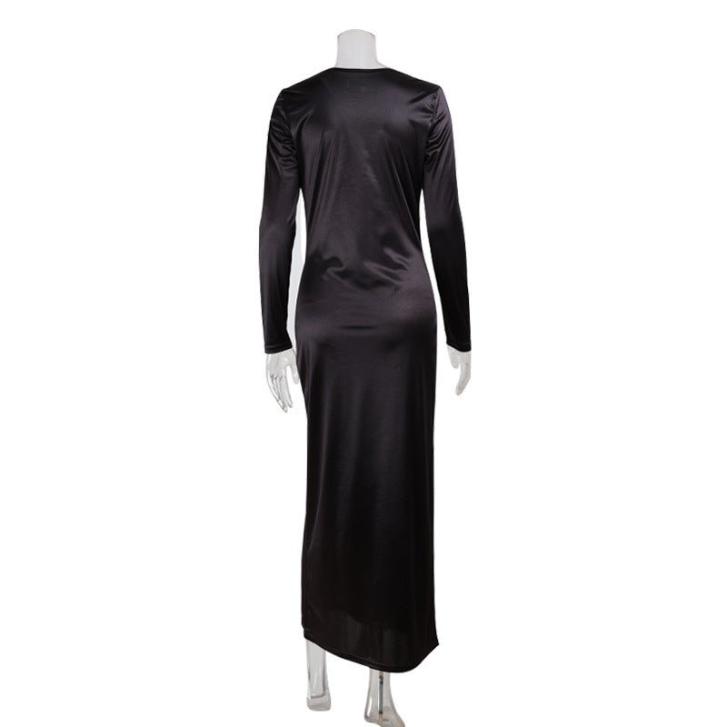 V - neck Satin - gloss Silk Evening Gown Dress - LADYLINE X