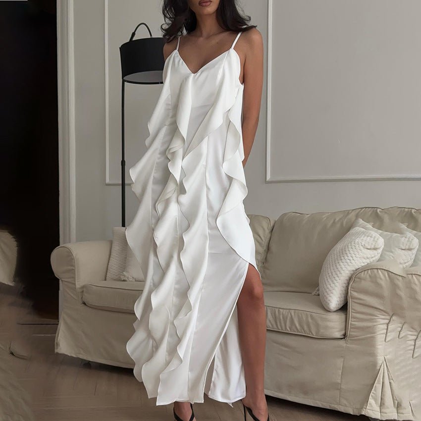 V Neck Slip Dress With Side Slit Women's - LADYLINE X