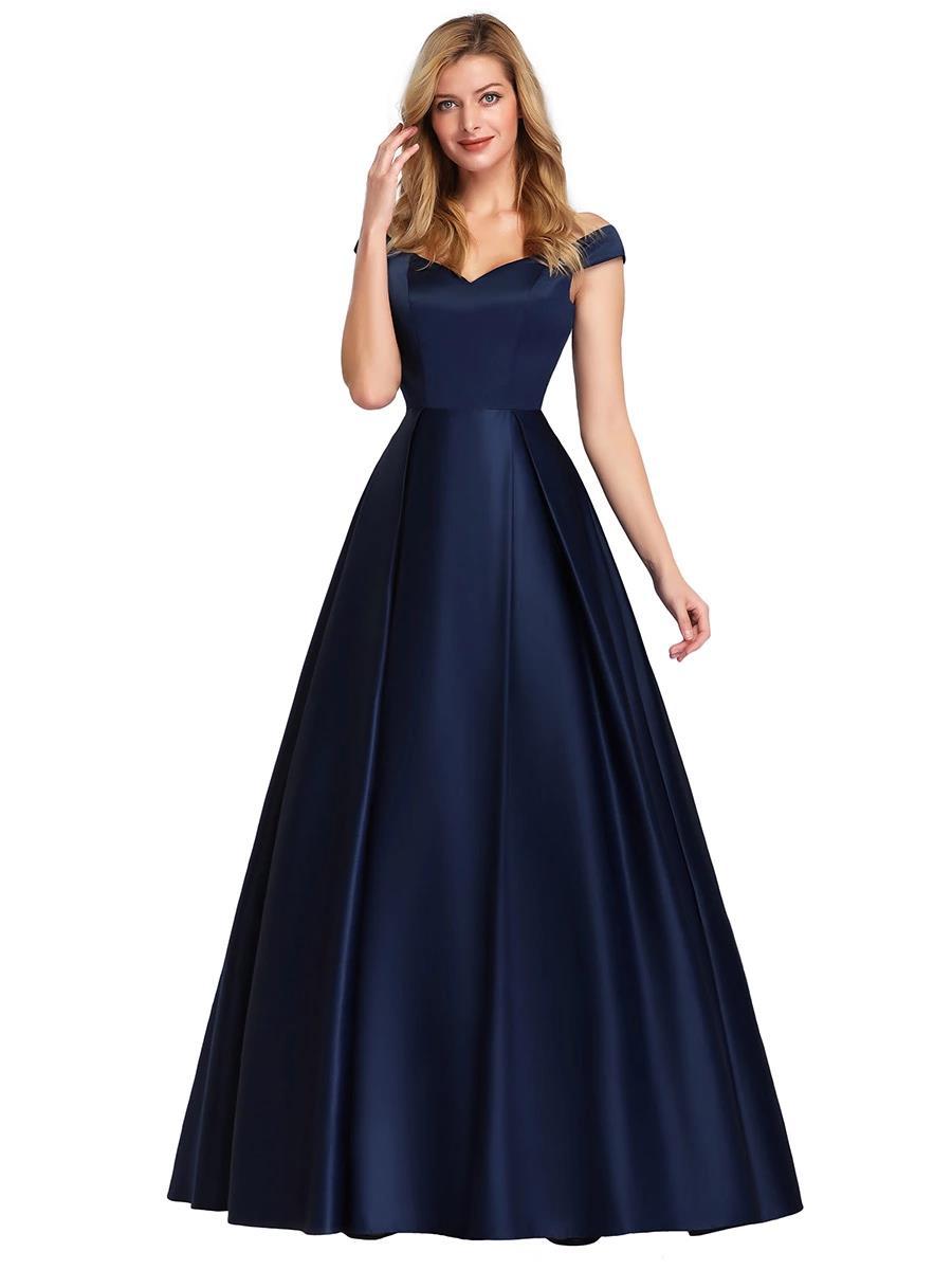 V - Neck Solid Color Long Vintage Gown Dress - LADYLINE X