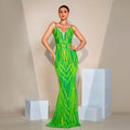 V - neck Strap Sequined Fishtail Evening Dress - LADYLINE X