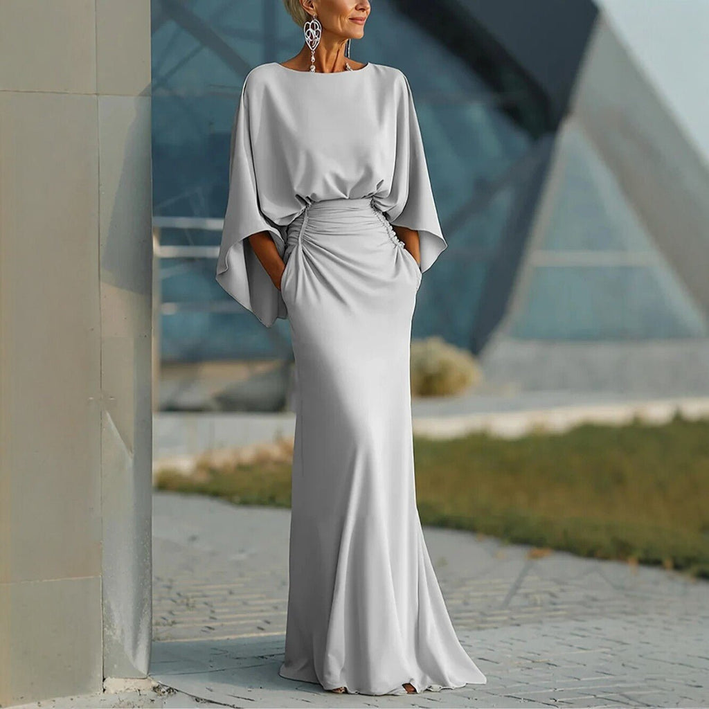 V - neck Waist Trimming Ruffles Elegant Dress - LADYLINE X