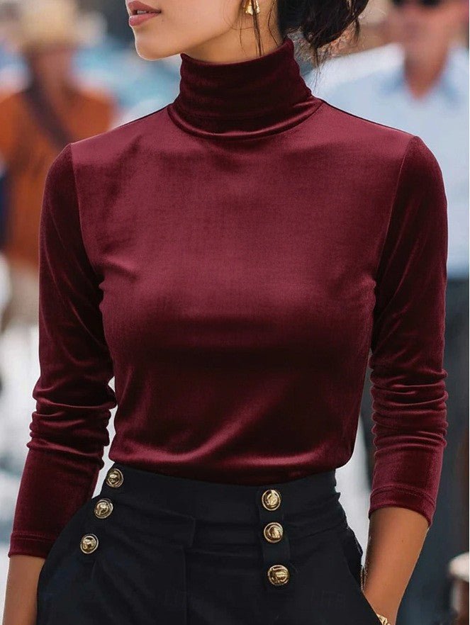 Velvet Turtleneck Base Layer Long - sleeve Top - LADYLINE X
