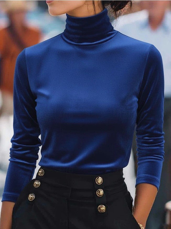 Velvet Turtleneck Base Layer Long - sleeve Top - LADYLINE X