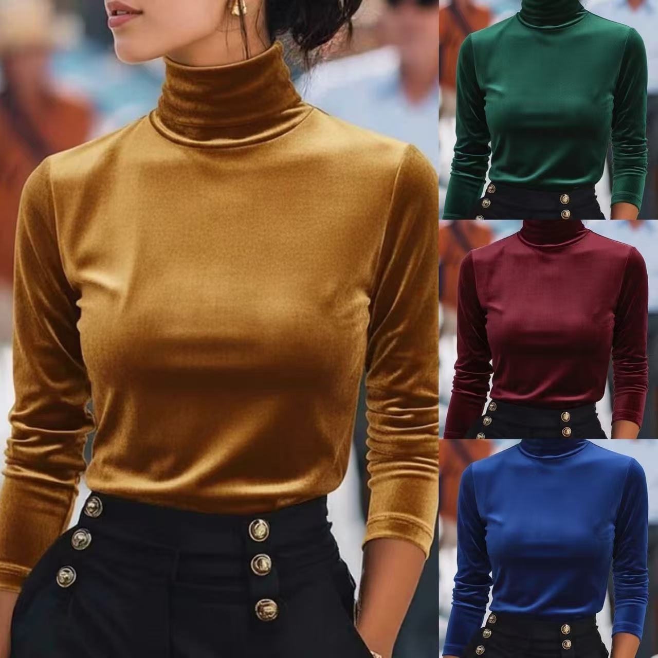 Velvet Turtleneck Base Layer Long - sleeve Top - LADYLINE X