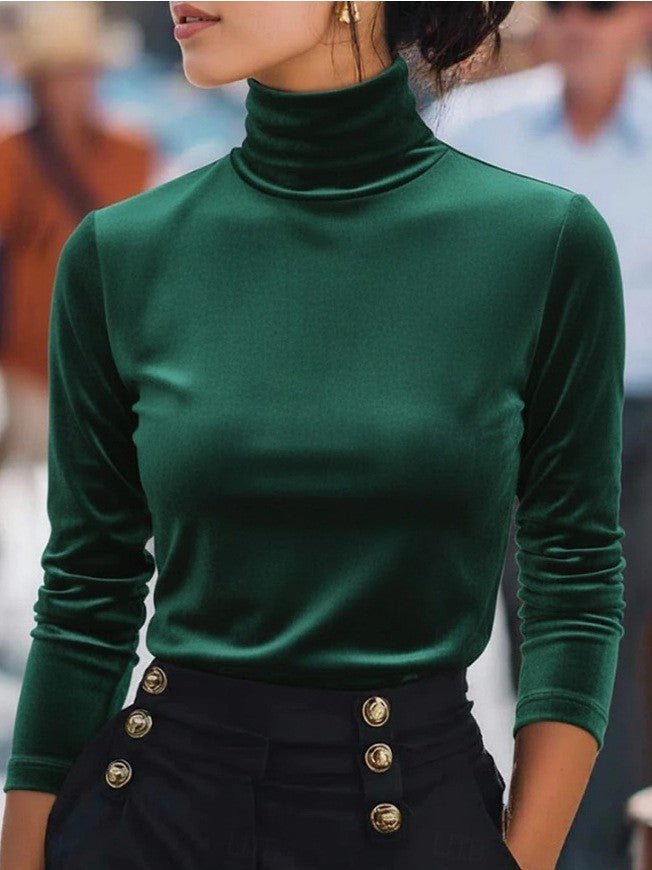 Velvet Turtleneck Base Layer Long - sleeve Top - LADYLINE X