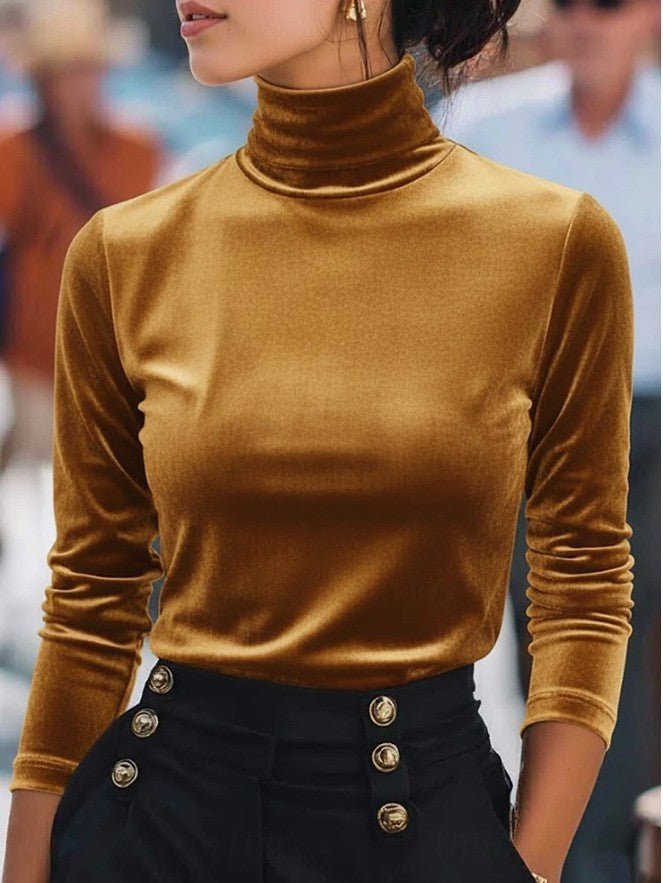 Velvet Turtleneck Base Layer Long - sleeve Top - LADYLINE X