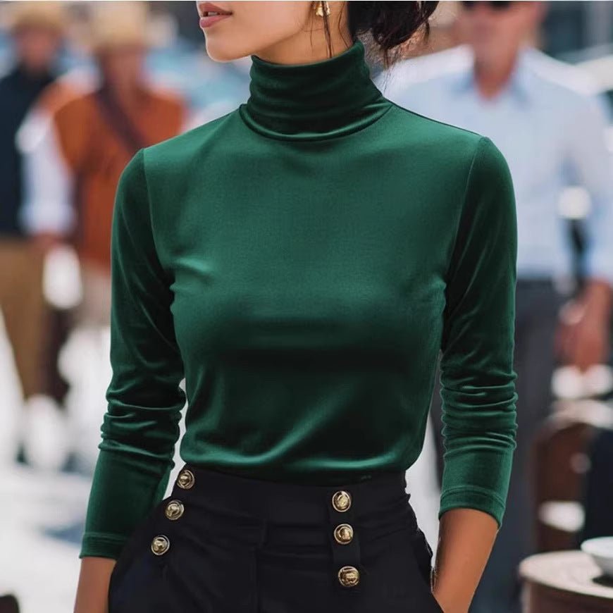 Velvet Turtleneck Base Layer Long - sleeve Top - LADYLINE X