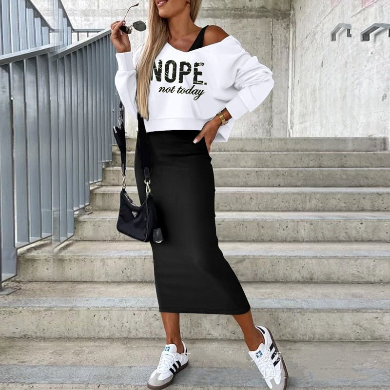 Vest Dress V - neck Hooded Hoodie Short Top Suit - LADYLINE X