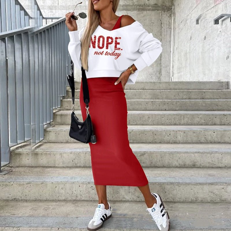 Vest Dress V - neck Hooded Hoodie Short Top Suit - LADYLINE X