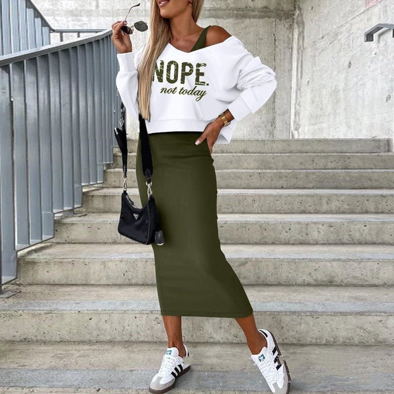 Vest Dress V - neck Hooded Hoodie Short Top Suit - LADYLINE X