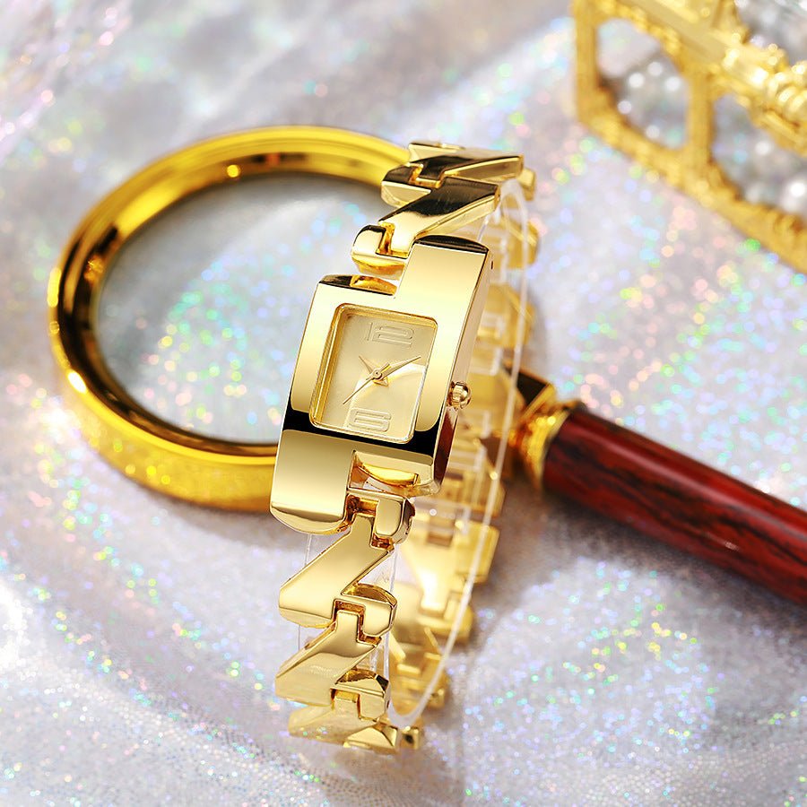 Vintage Classic Golden Alloy Yellow Square Watch - LADYLINE X