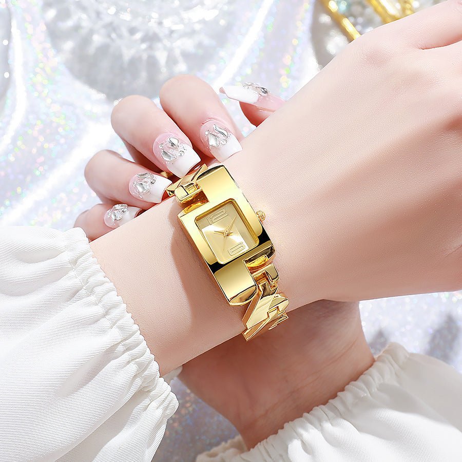 Vintage Classic Golden Alloy Yellow Square Watch - LADYLINE X