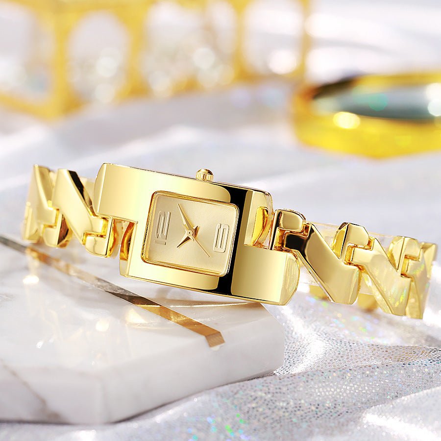Vintage Classic Golden Alloy Yellow Square Watch - LADYLINE X