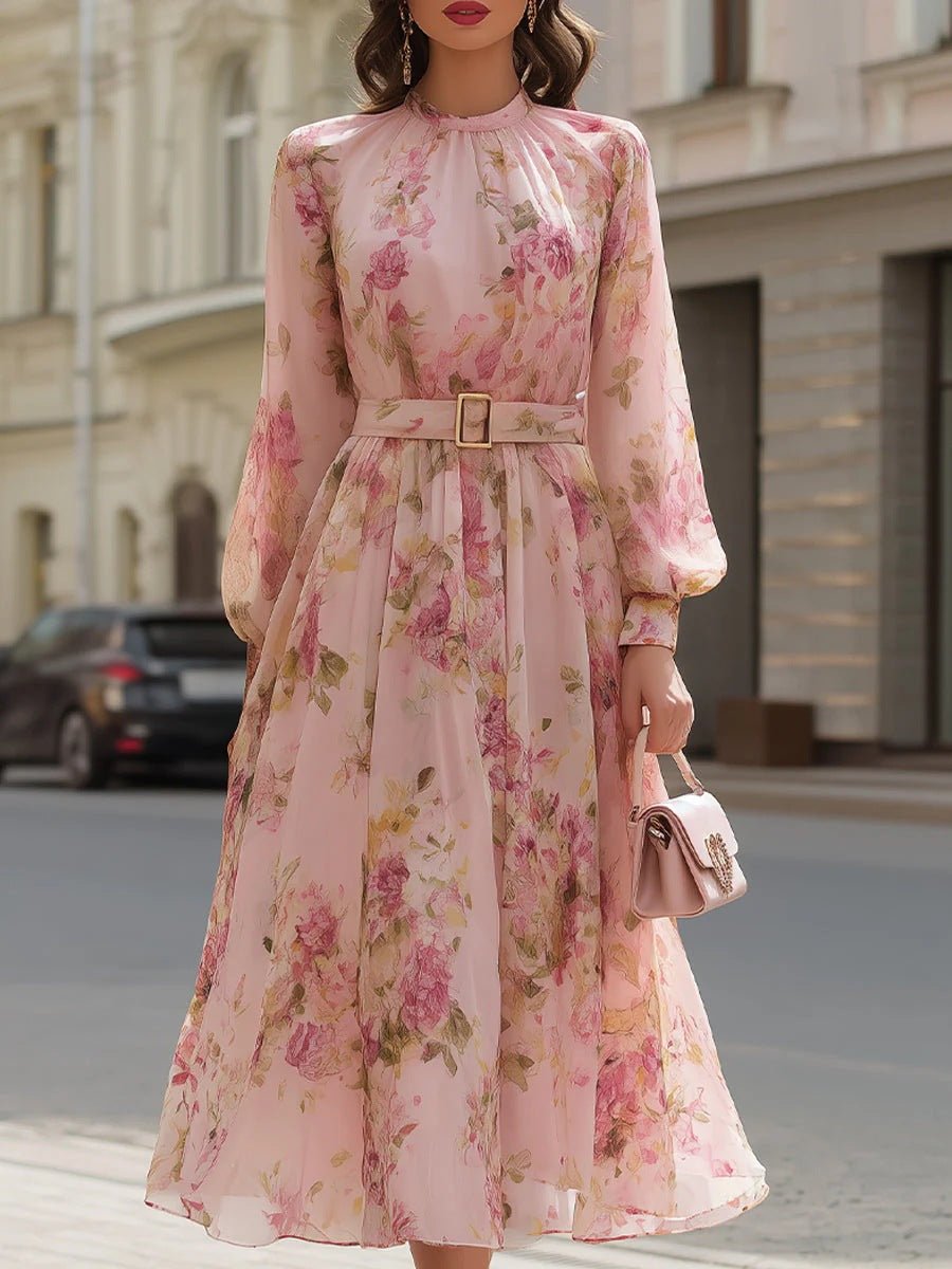 Waist - cinching Lace - up Elegant Chic Maxi Dress - LADYLINE X