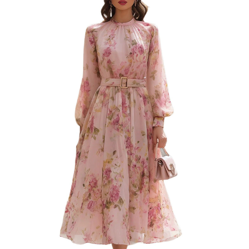 Waist - cinching Lace - up Elegant Chic Maxi Dress - LADYLINE X