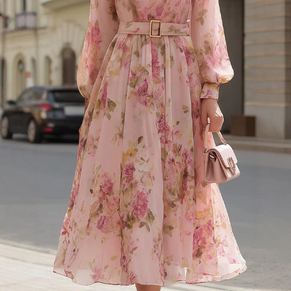 Waist - cinching Lace - up Elegant Chic Maxi Dress - LADYLINE X