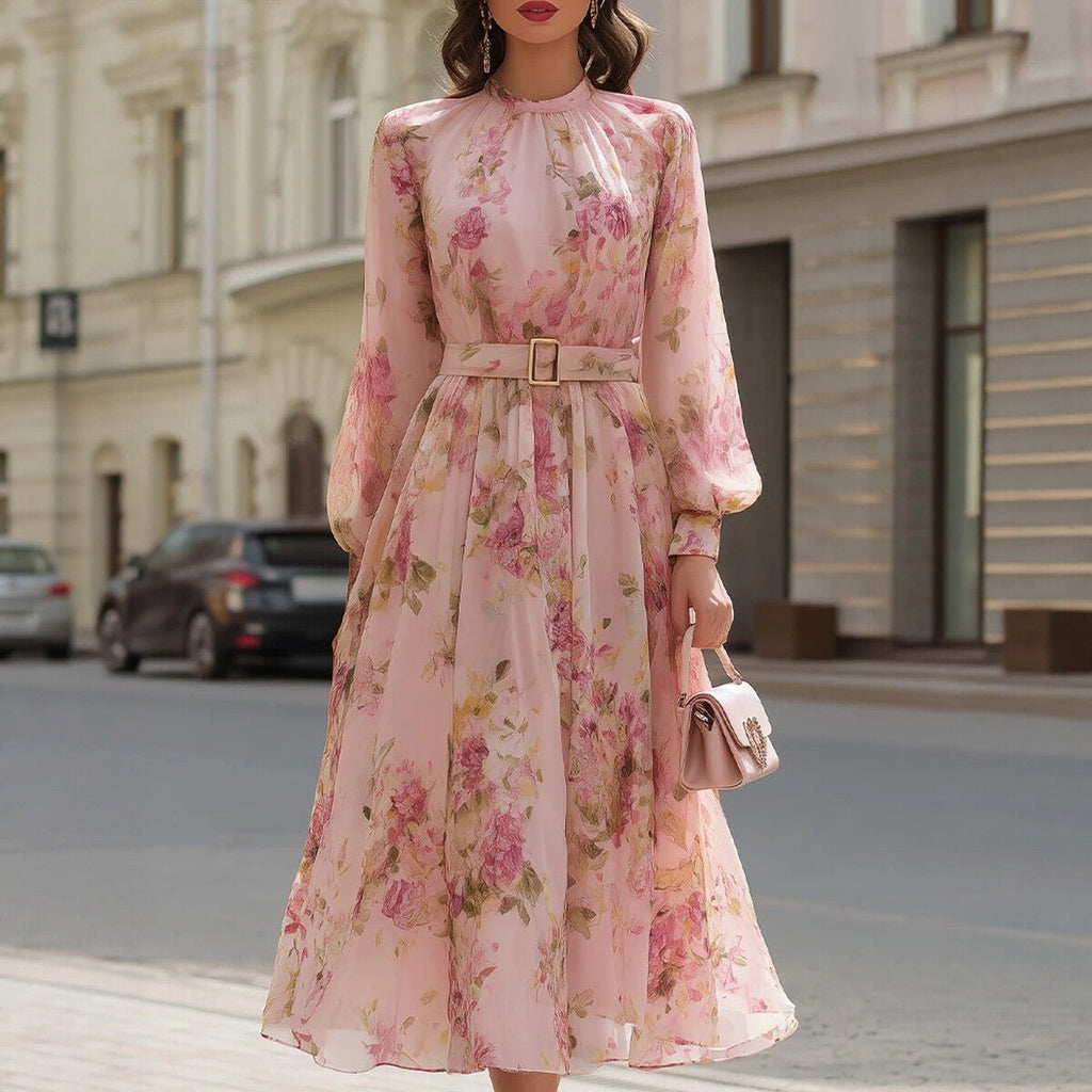 Waist - cinching Lace - up Elegant Chic Maxi Dress - LADYLINE X