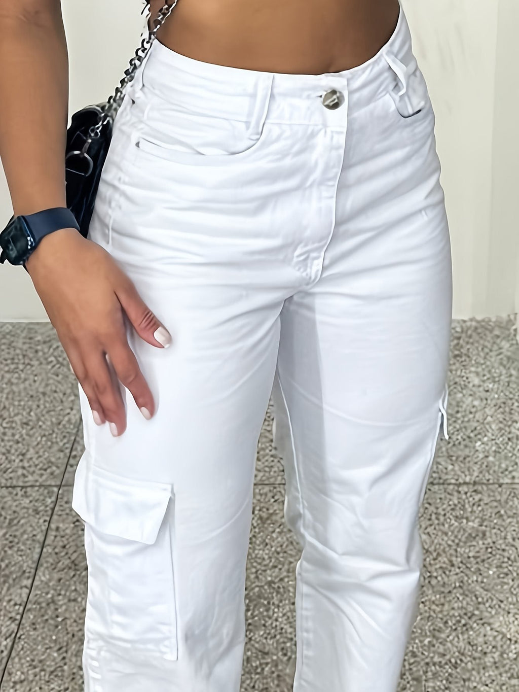 White Overalls Three - dimensional Pocket Trendy All - matching - LADYLINE X
