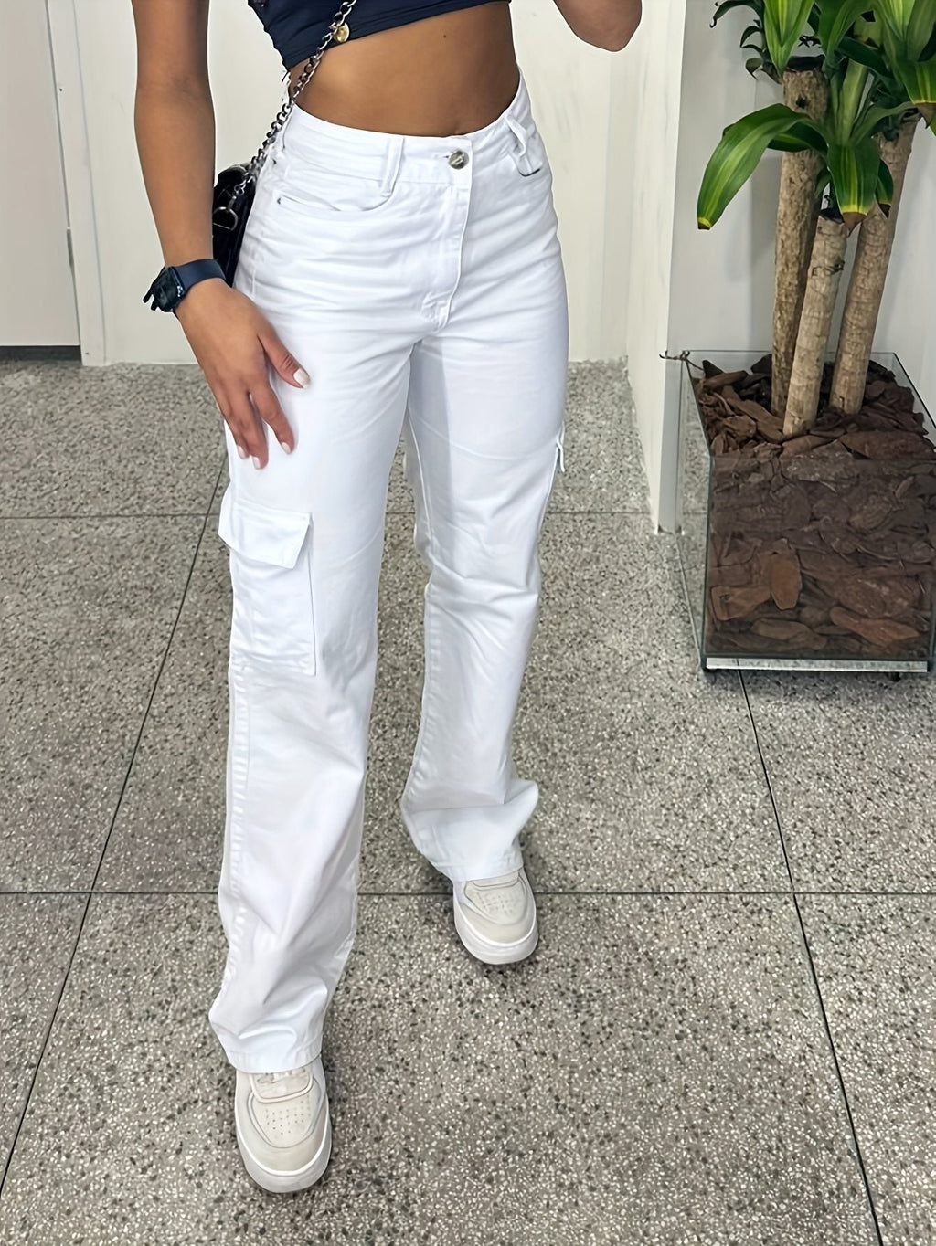 White Overalls Three - dimensional Pocket Trendy All - matching - LADYLINE X