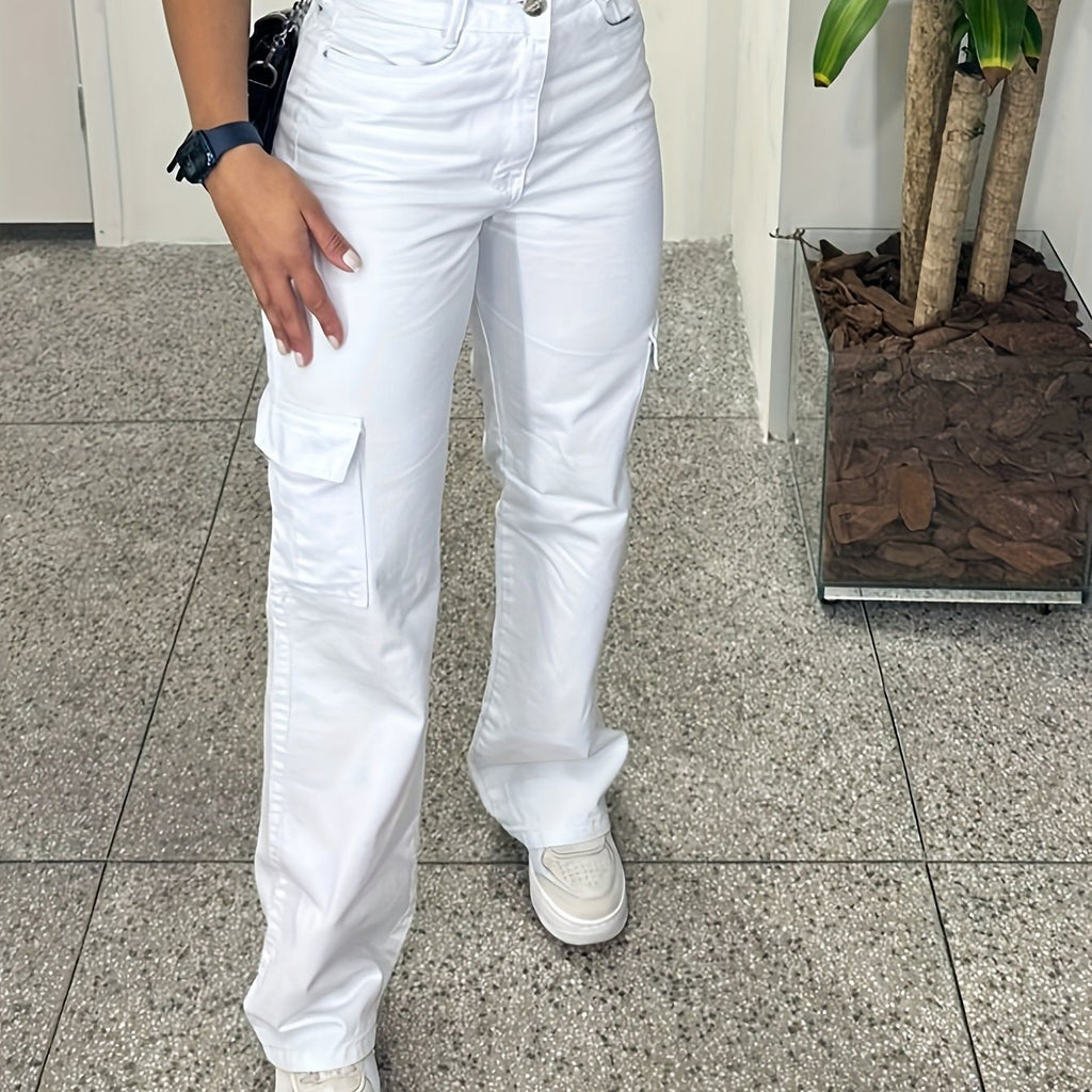 White Overalls Three - dimensional Pocket Trendy All - matching - LADYLINE X