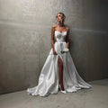 White Satin Slit Pocket Bandage Wedding Dress - LADYLINE X