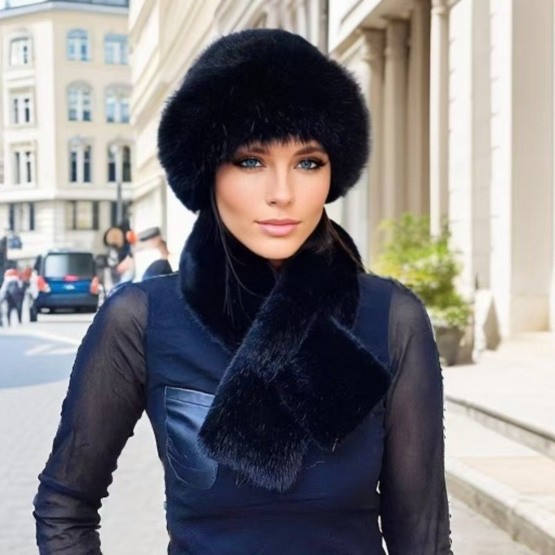 Winter Scarf And Mongolian Hat Plush Hat For Women - LADYLINE X
