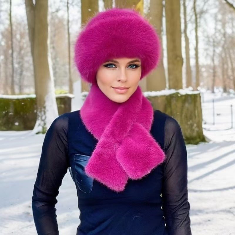 Winter Scarf And Mongolian Hat Plush Hat For Women - LADYLINE X